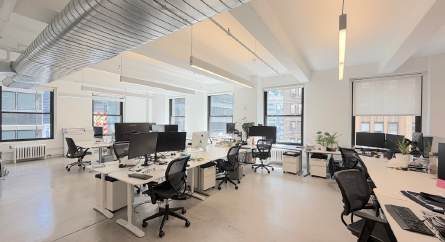 Open work area with a run of windows
